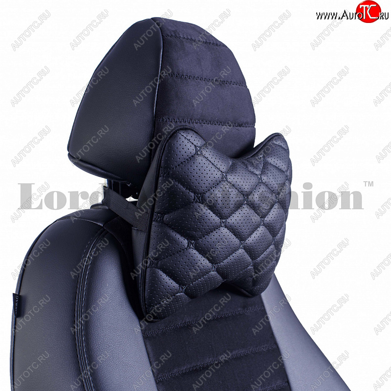 349 р. Подушка-косточка Lord Autofashion Байрон (экокожа, 1 шт.)   (Черный, строчка черная)  с доставкой в г. Пермь