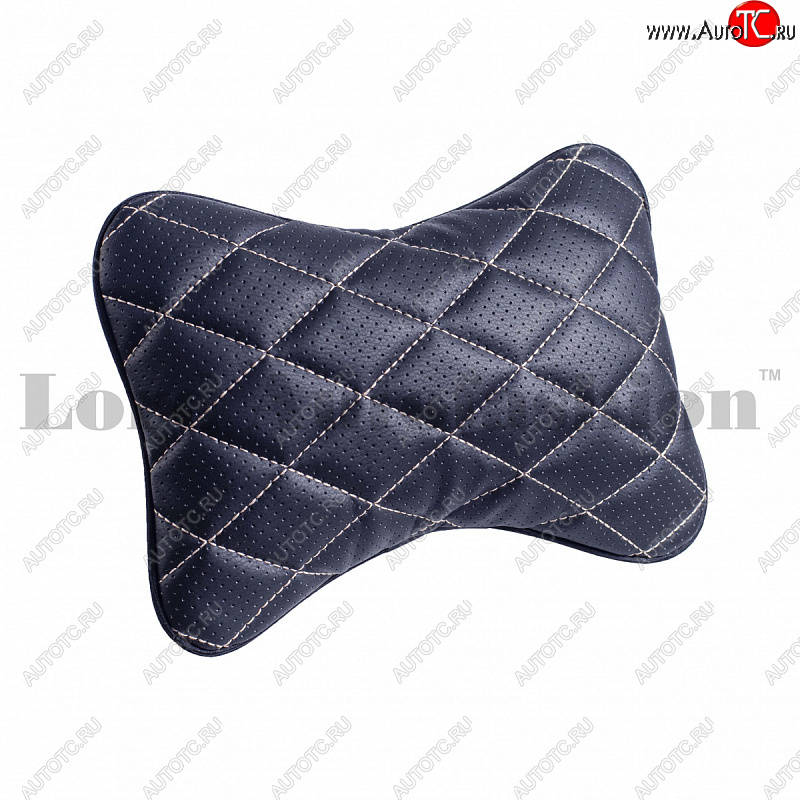 929 р. Подушка-косточка Lord Autofashion Ромб (экокожа, 2 шт.)   (Черный, строчка бежевая)  с доставкой в г. Пермь