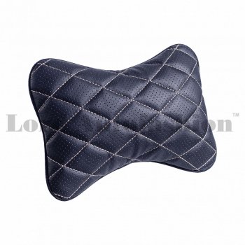 929 р. Подушка-косточка Lord Autofashion Ромб (экокожа, 2 шт.)   (Черный, строчка бежевая)  с доставкой в г. Пермь. Увеличить фотографию 3