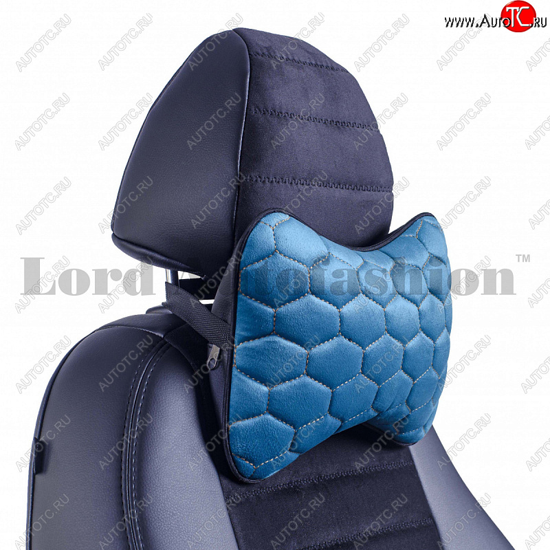 2 579 р. Подушка-косточка Lord Autofashion Соты (экокожа/велюр, 2 шт.)   (Бирюзовый)  с доставкой в г. Пермь