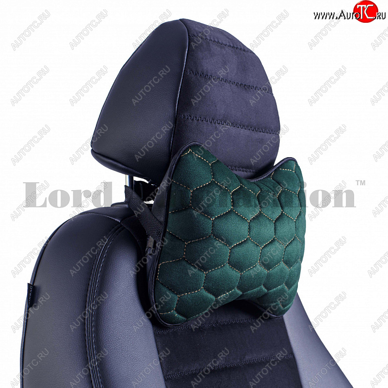 2 579 р. Подушка-косточка Lord Autofashion Соты (экокожа/велюр, 2 шт.)   (Зеленый)  с доставкой в г. Пермь