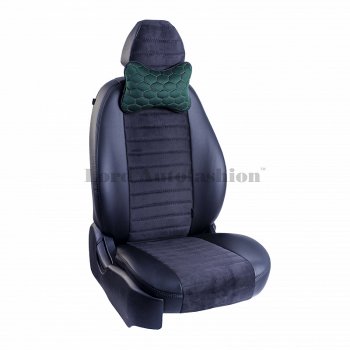 2 579 р. Подушка-косточка Lord Autofashion Соты (экокожа/велюр, 2 шт.)   (Зеленый)  с доставкой в г. Пермь. Увеличить фотографию 4