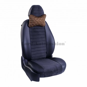 2 579 р. Подушка-косточка Lord Autofashion Соты (экокожа/велюр, 2 шт.)   (Коричневый)  с доставкой в г. Пермь. Увеличить фотографию 3