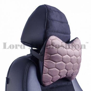 Подушка-косточка Lord Autofashion Соты (экокожа/велюр, 2 шт.)  (Розовый)