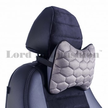 Подушка-косточка Lord Autofashion Соты (экокожа/велюр, 2 шт.)  (Серый)