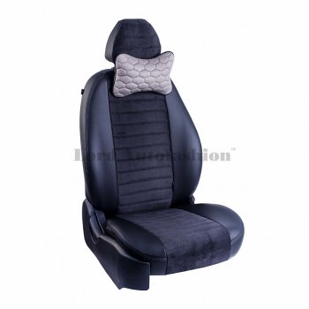 2 579 р. Подушка-косточка Lord Autofashion Соты (экокожа/велюр, 2 шт.)   (Серый)  с доставкой в г. Пермь. Увеличить фотографию 4