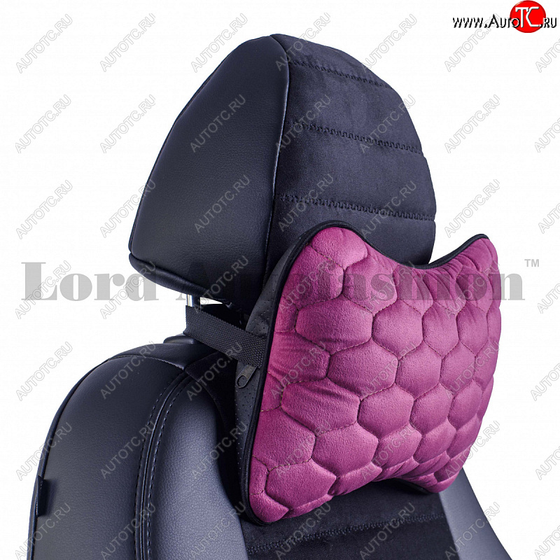 789 р. Подушка-косточка Lord Autofashion Соты (экокожа/велюр, 2 шт.)   (Фуксия)  с доставкой в г. Пермь