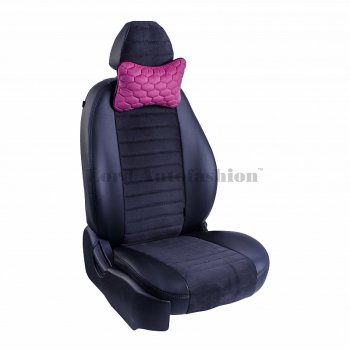 789 р. Подушка-косточка Lord Autofashion Соты (экокожа/велюр, 2 шт.)   (Фуксия)  с доставкой в г. Пермь. Увеличить фотографию 4