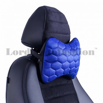 Подушка-косточка Lord Autofashion Соты (экокожа/велюр, 2 шт.)  (Синий)
