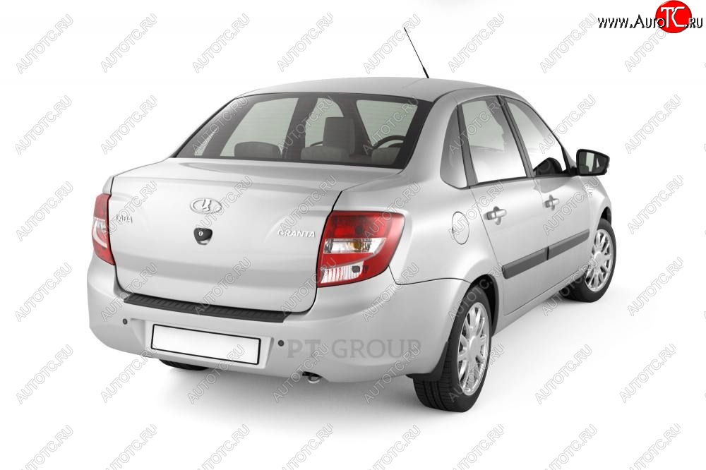 939 р. Накладка защитная на задний бампер Petroil Tuning  Лада Гранта  2190 (2011-2017) седан дорестайлинг (Текстурная поверхность)  с доставкой в г. Пермь