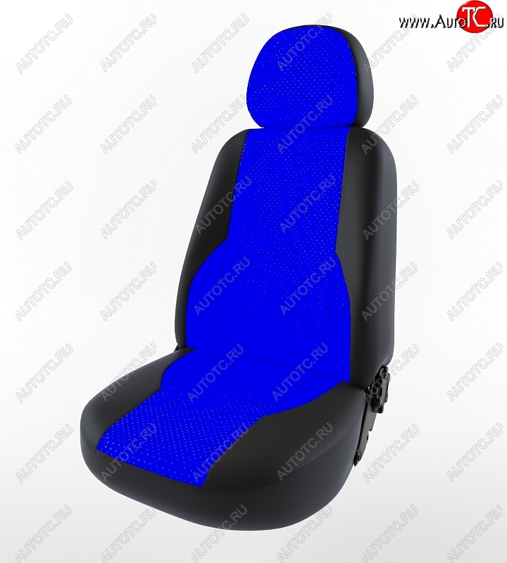4 999 р. Чехлы для сидений (Люкс) Lord Autofashion Вегас (экокожа, раздельная спинка) Лада Гранта 2190 седан дорестайлинг (2011-2017) (Черный, вставка синяя)  с доставкой в г. Пермь