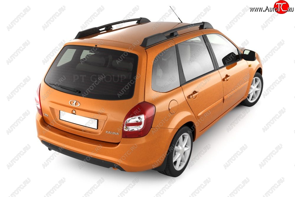 5 319 р. Рейлинги усиленные Petroil Tuning  Лада Калина  2194 (2014-2018) универсал (Черный муар)  с доставкой в г. Пермь