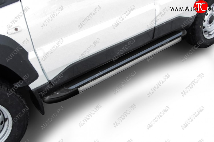 10 999 р. Пороги алюминиевые Slitkoff  Лада Нива Трэвел (2021-2025) (212300-80) (Luxe Black)  с доставкой в г. Пермь