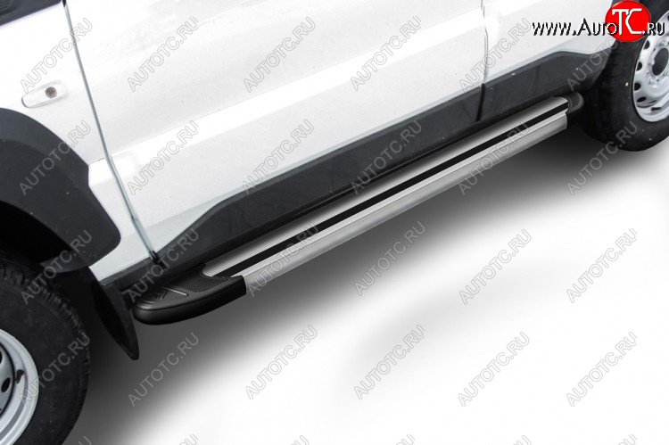 10 399 р. Пороги алюминиевые Slitkoff  Лада Нива Трэвел (2021-2025) (212300-80) (Luxe Silver)  с доставкой в г. Пермь