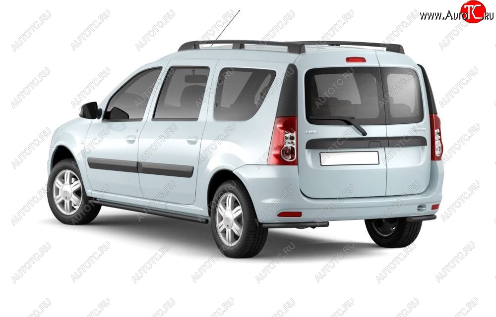 6 289 р. Защита порогов из трубы Ø51 Petroil Tuning  Лада Ларгус (2012-2025) дорестайлинг R90, рестайлинг R90 (Сталь с полимерным покрытием в цвет: черный ❞Шагрень❝)  с доставкой в г. Пермь