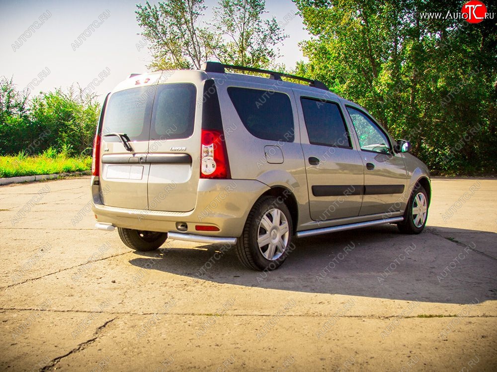 6 289 р. Защита порогов из трубы Ø51 Petroil Tuning  Лада Ларгус (2012-2025) дорестайлинг R90, рестайлинг R90 (Сталь с полимерным покрытием в цвет: серебристый ❞Искра❝)  с доставкой в г. Пермь