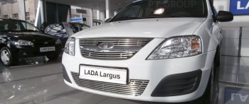 Накладка на решетку радиатора Petroil Tuning Лада Ларгус (2012-2021) дорестайлинг R90 (Нержавеющая полированная сталь)