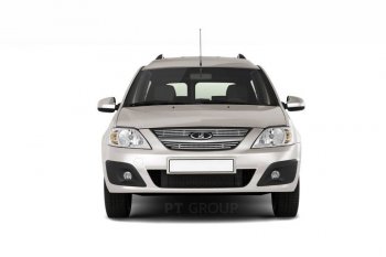 4 799 р. Накладка на решетку радиатора Petroil Tuning  Лада Ларгус (2012-2021) дорестайлинг R90 (Нержавеющая полированная сталь)  с доставкой в г. Пермь. Увеличить фотографию 3