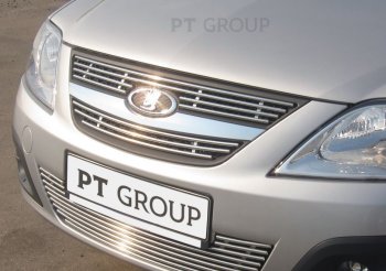 4 799 р. Накладка на решетку переднего бампера Petroil Tuning  Лада Ларгус (2012-2021) дорестайлинг R90  с доставкой в г. Пермь. Увеличить фотографию 2