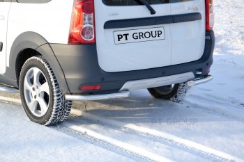 10 199 р. Защита заднего бампера PT GROUP угловая Ø51мм (НПС) LADA Largus 2012-/ Largus Cross 2015-  Лада Ларгус (2012-2021) дорестайлинг R90 (Нержавеющая полированная сталь)  с доставкой в г. Пермь. Увеличить фотографию 3