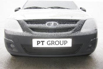 Зимняя заглушка решетки переднего бампера Petroil Tuning Лада Ларгус (2012-2021) дорестайлинг R90 (Тисненый пластик (шагрень))