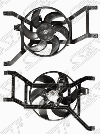 Диффузор радиатора в сборе SAT (без кондиционера) Nissan Almera  G15 (2012-2019), Renault Logan  1 (2004-2016), Renault Sandero  (BS) (2009-2014), Renault Sandero Stepway  (BS) (2010-2014), Лада Ларгус (2012-2025)
