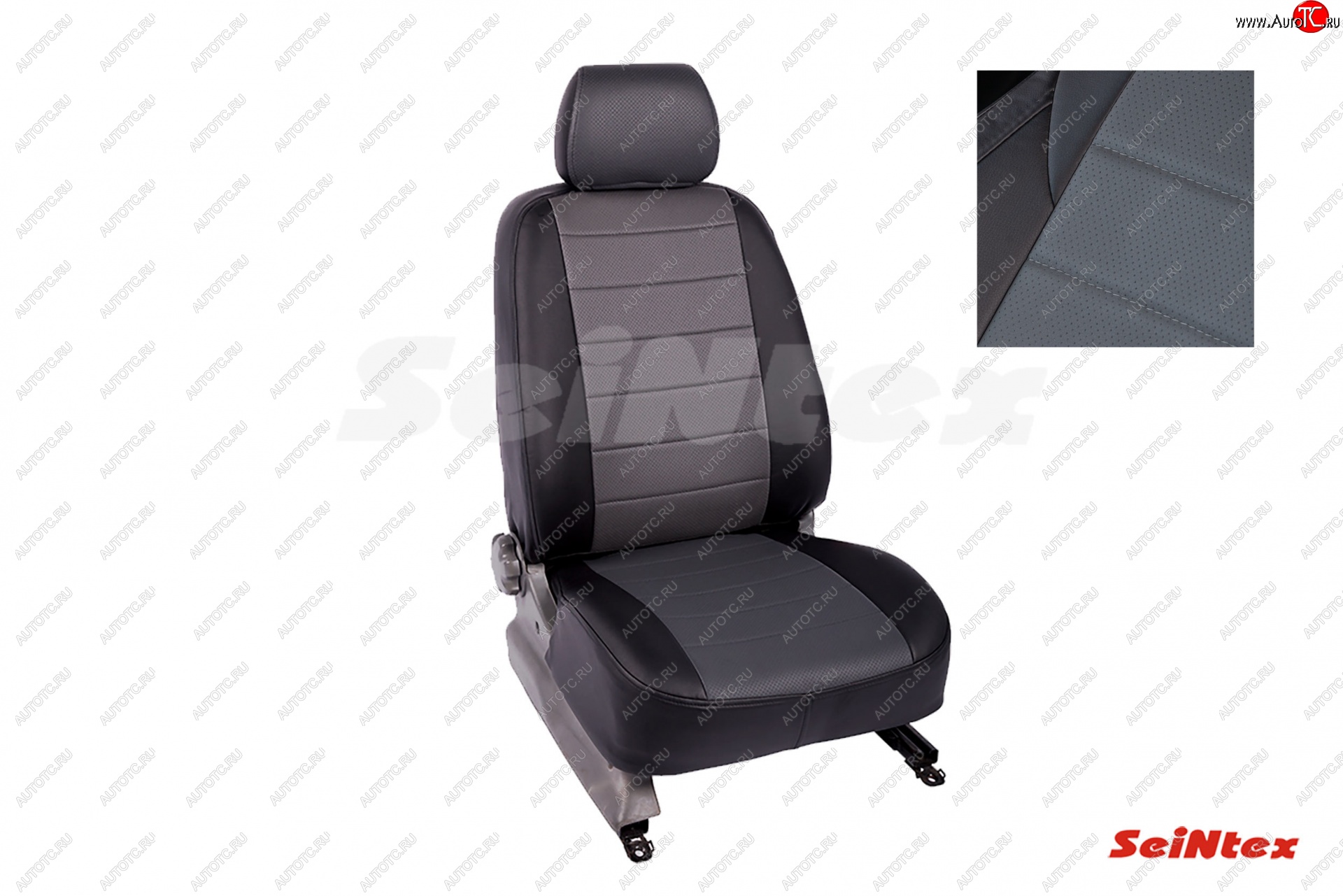 7 899 р. Чехлы для сидений Seintex (экокожа, 40/60, 7мест, 3-й ряд 50/50) Лада Ларгус дорестайлинг R90 (2012-2021) (Цвет: черный/серый)  с доставкой в г. Пермь