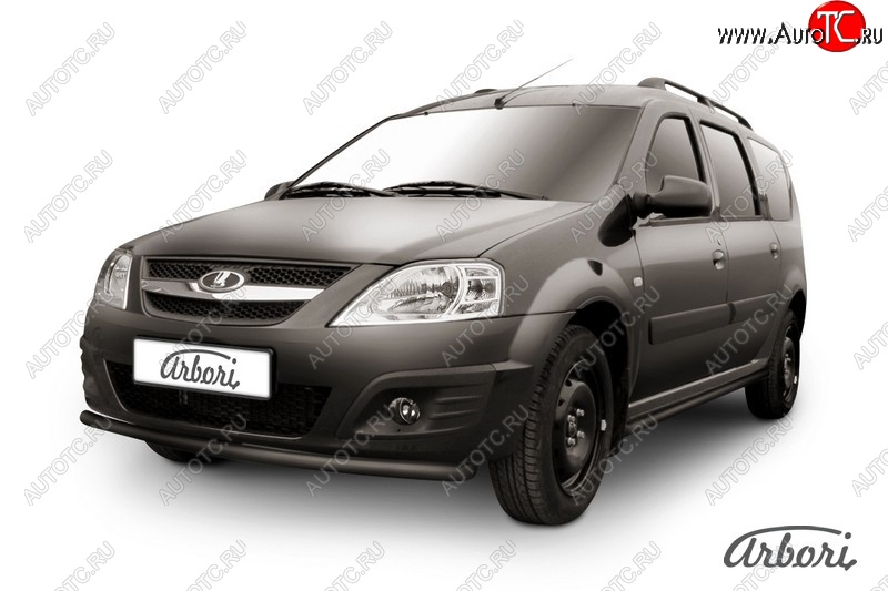 2 299 р. Защита переднего бампера Arbori (черная, 1 труба d42 mm). Лада Ларгус дорестайлинг R90 (2012-2021)  с доставкой в г. Пермь