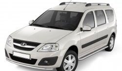 Порожки для ног из трубы Ø51 с алюминиевой площадкой Petroil Tuning Лада Ларгус (2012-2025) дорестайлинг R90, рестайлинг R90 (Нержавеющая полированная сталь)