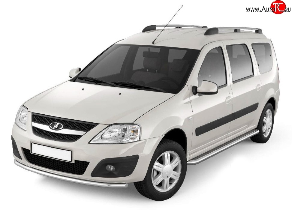 26 999 р. Порожки для ног из трубы Ø51 с алюминиевой площадкой Petroil Tuning  Лада Ларгус (2012-2025) дорестайлинг R90, рестайлинг R90 (Нержавеющая полированная сталь)  с доставкой в г. Пермь