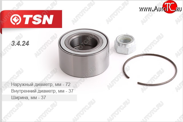 3 579 р. Подшипник передней ступицы TSN (без абс) Renault Logan 1 рестайлинг (2010-2016)  с доставкой в г. Пермь