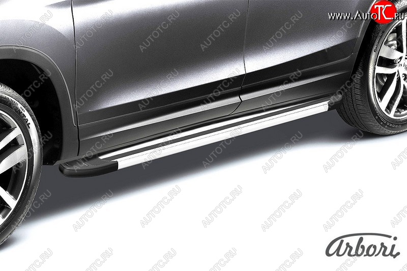 11 519 р. Порожки для ног Arbori Luxe Silver Chevrolet Niva 2123 рестайлинг (2009-2020)  с доставкой в г. Пермь