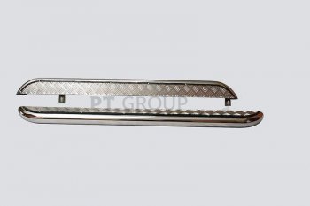 Порожки для ног Petroil Tuning (Ø51 мм) Chevrolet Niva  2123 (2009-2020), Лада 2123 (Нива Шевроле) (2009-2021) (Нержавеющая полированная сталь)