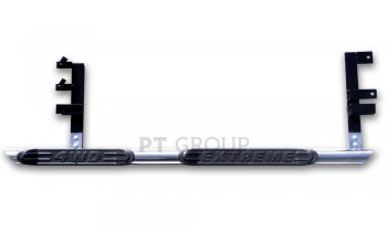 Защита порогов из трубы Ø63 мм с проступью Petroil Tuning Chevrolet Niva  2123 (2009-2020), Лада 2123 (Нива Шевроле) (2009-2021) (Нержавеющая полированная сталь)