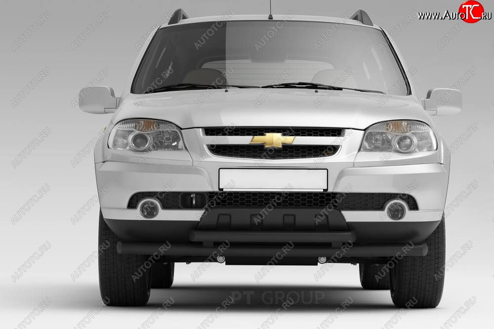 3 699 р. Защита переднего бампера двойная из труб d63/51 мм Petroil Tuning  Chevrolet Niva  2123 (2009-2020), Лада 2123 (Нива Шевроле) (2009-2021) (Сталь с полимерным покрытием, Черный (Шагрень))  с доставкой в г. Пермь