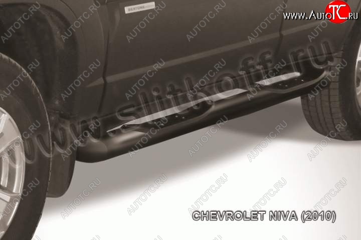 12 399 р. Защита порогов Slitkoff Chevrolet Niva 2123 рестайлинг (2009-2020) (Цвет: серебристый)  с доставкой в г. Пермь