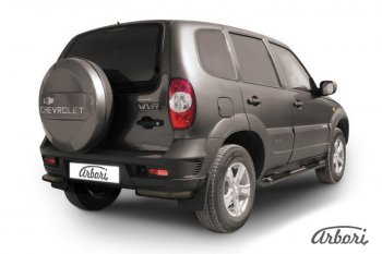 Защита заднего бампера Arbori (уголки, черная, 1 труба d57 mm). Chevrolet Niva  2123 (2009-2020), Лада 2123 (Нива Шевроле) (2009-2021)