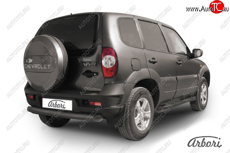 2 379 р. Защита штатных порогов Arbori (черная, d76 mm). Chevrolet Niva 2123 рестайлинг (2009-2020)  с доставкой в г. Пермь