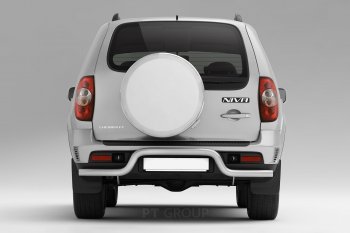3 829 р. Защита заднего бампера Petroil Tuning Волна (d63)  Chevrolet Niva  2123 (2009-2020), Лада 2123 (Нива Шевроле) (2009-2021) (Сталь с полимерным покрытием в цвет: черный ❞Шагрень❝)  с доставкой в г. Пермь. Увеличить фотографию 2