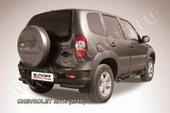 Защита заднего бампера из боковых уголков Slitkoff (d57, черная) Chevrolet Niva 2123 рестайлинг (2009-2020)