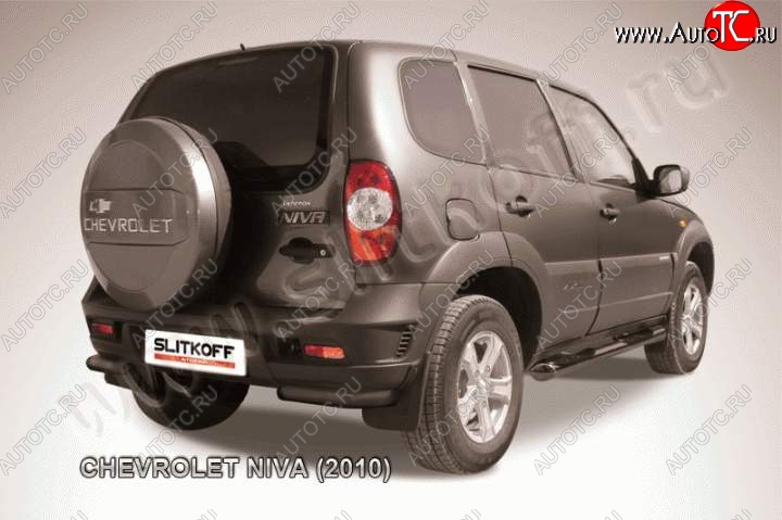 4 199 р. Защита заднего бампера из боковых уголков Slitkoff (d57, черная)  Chevrolet Niva  2123 (2009-2020), Лада 2123 (Нива Шевроле) (2009-2021) (Цвет: серебристый)  с доставкой в г. Пермь