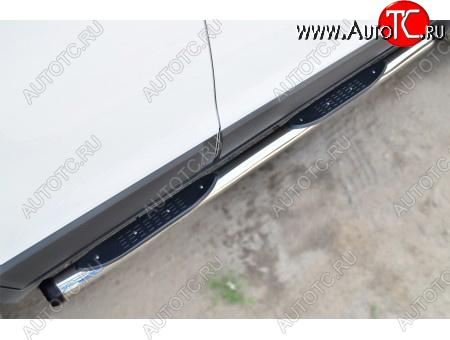 22 549 р. Защита порогов (круглая труба с накладками, диаметр 76 мм) SLITKOFF Chevrolet Niva 2123 рестайлинг (2009-2020) (Пластиковые заглушки)  с доставкой в г. Пермь