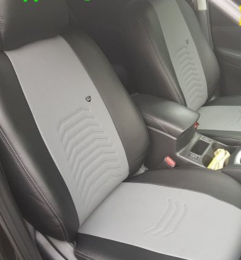7 699 р. Чехлы для сидений LS Lord Autofashion Денвер (экокожа, с 2016)  Chevrolet Niva  2123 (2009-2020), Лада 2123 (Нива Шевроле) (2009-2021) (Чёрный, вставка серая)  с доставкой в г. Пермь. Увеличить фотографию 5