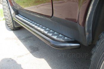 8 589 р. Порожки для ног из трубы Ø51 с алюминиевой площадкой URBAN Petroil Tuning  Лада Нива 4х4  2121 (1977-2019) 3 дв. дорестайлинг (Сталь с полимерным покрытием в цвет: черный ❞Шагрень❝)  с доставкой в г. Пермь. Увеличить фотографию 3