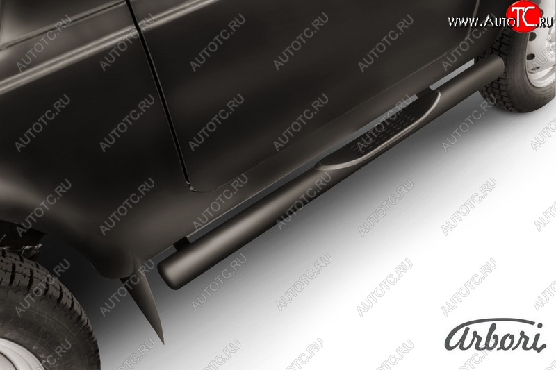 4 999 р. Защита штатных порогов Arbori (с проступью, черная, d76 mm). Лада Нива 4х4 2121 3 дв. дорестайлинг (1977-2019)  с доставкой в г. Пермь
