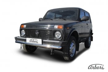 7 549 р. Защита переднего бампера (нержавейка, 1 труба d57 mm) Arbori Лада нива 4х4 2329 пикап (1995-2019)  с доставкой в г. Пермь. Увеличить фотографию 2