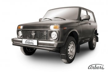 Защита переднего бампера (черная, 1 труба d76 mm) Arbori Лада нива 4х4 2131 5 дв. дорестайлинг (1993-2019)