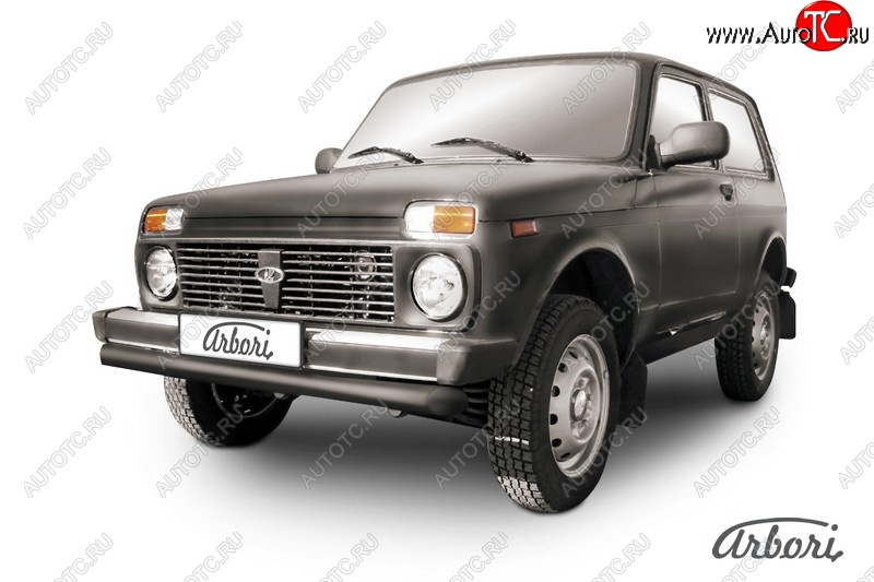 4 699 р. Защита переднего бампера (черная, 1 труба d76 mm) Arbori Лада нива 4х4 2131 5 дв. дорестайлинг (1993-2019)  с доставкой в г. Пермь