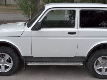 24 649 р. Защита порогов из трубы с листом SLITKOFF (лист алюм, труба d42, нержавейка)  Лада нива 4х4 ( 2131,  2121) (2014-2021) Урбан 3 дв. дорестайлинг, Урбан  с доставкой в г. Пермь. Увеличить фотографию 3