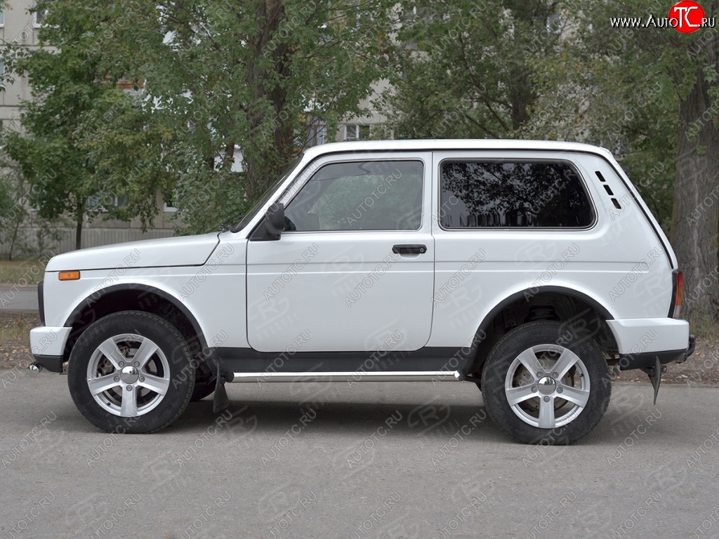 19 999 р. Порожки для ног ( Ø63) SLITKOFF  Лада нива 4х4 ( 2131,  2121) (2014-2021) Урбан 3 дв. дорестайлинг, Урбан (лист - нержавейка, профиль - нержавейка)  с доставкой в г. Пермь